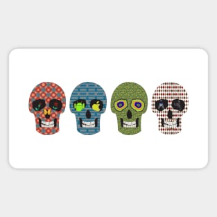 4 Crazy Sugar Skull in Various Styles Magnet